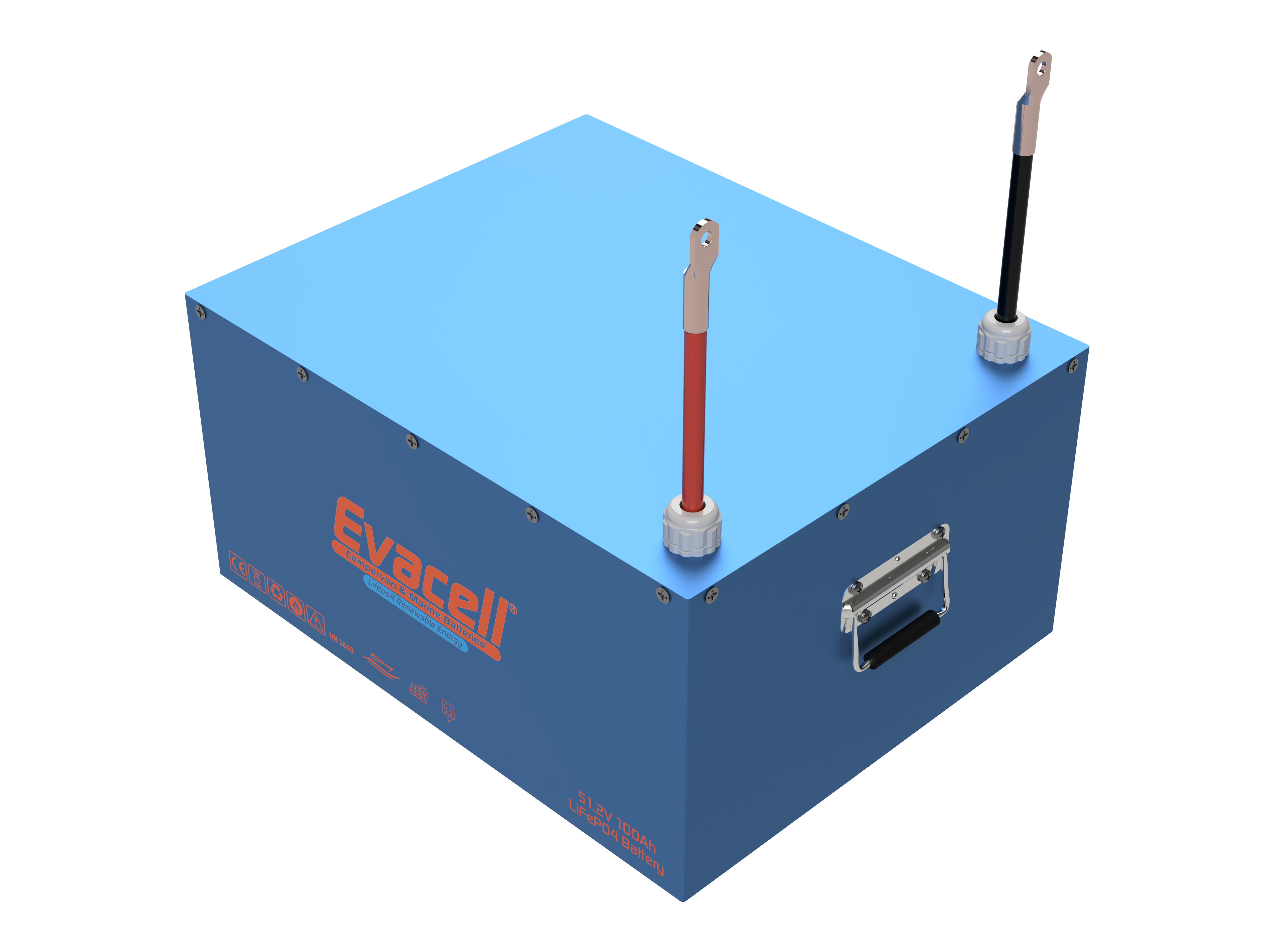Evacell 51.2v (48VOLT) 100ah Amper Lifepo4 Lityum Demir Fosfat Akü Bluetooth Marin Karavan Akü