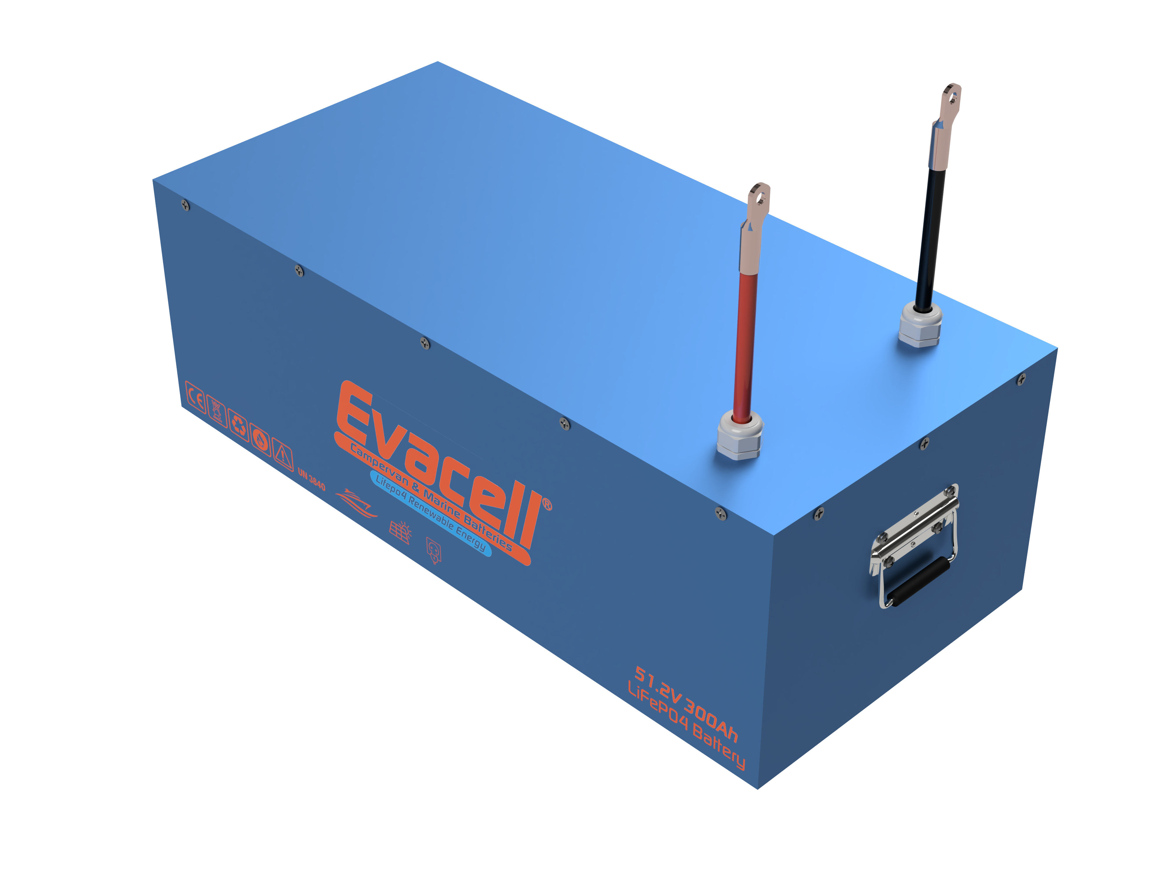 Evacell 51.2v (48VOLT) 300ah Amper Lifepo4 Lityum Demir Fosfat Akü Bluetooth Marin Karavan Akü