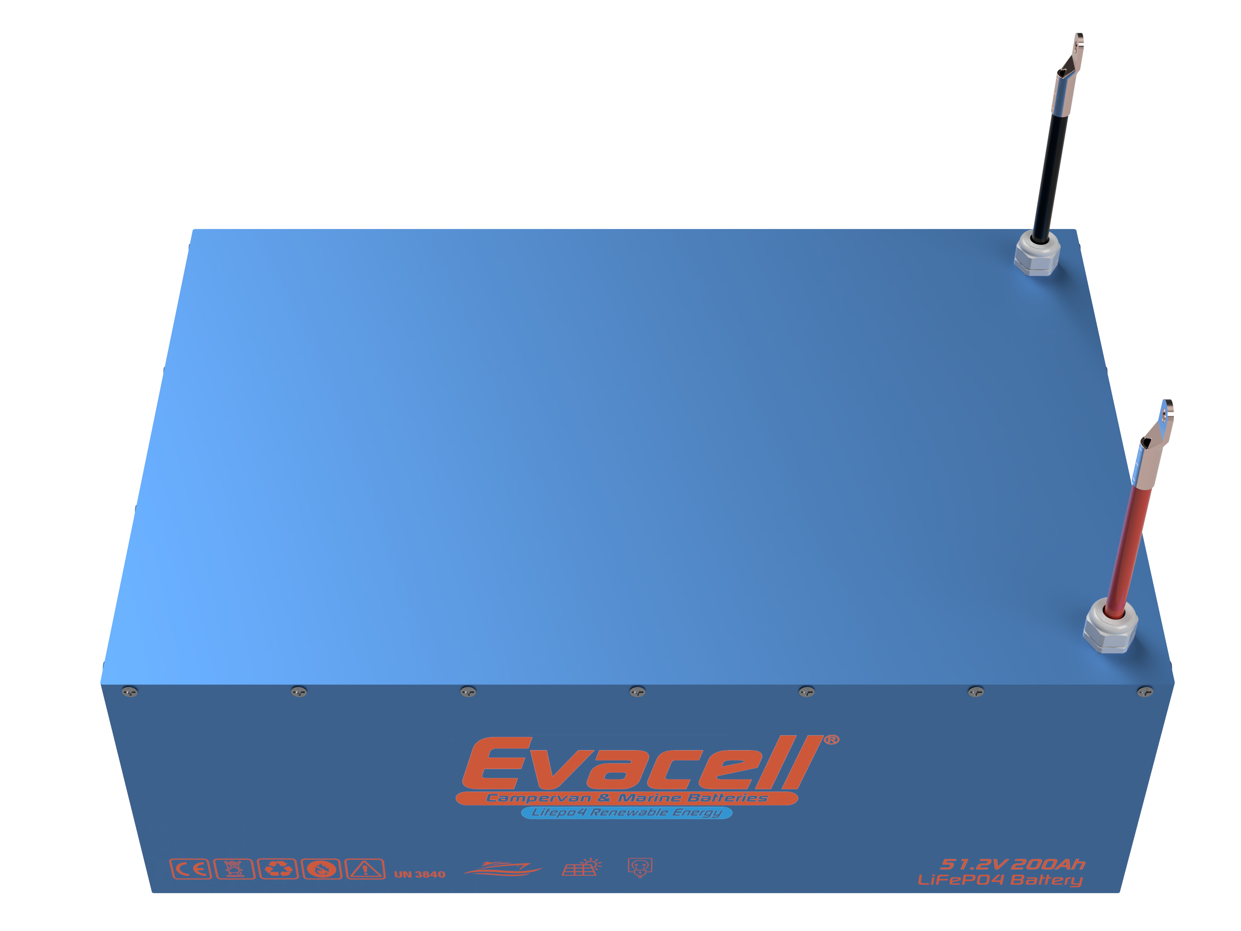 Evacell 51.2v (48VOLT) 200ah Amper Lifepo4 Lityum Demir Fosfat Akü Bluetooth Marin Karavan Akü